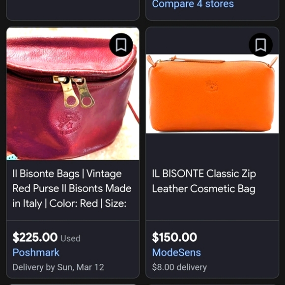 IL Bisonte vintage red pebbled Italian leather travel/cosmetic bag - RARE** - Picture 7 of 8